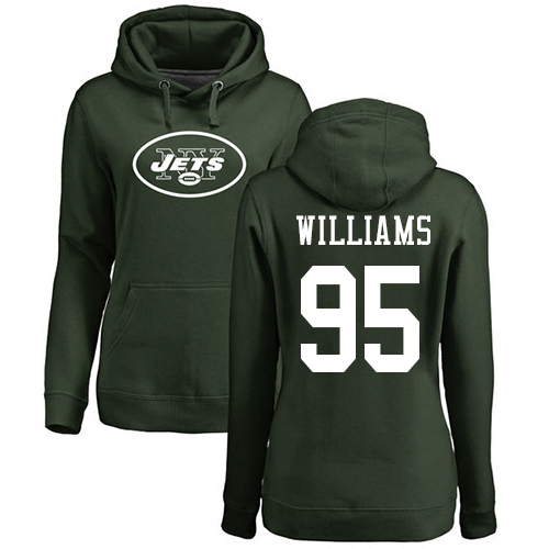 New York Jets Green Women Quinnen Williams Name and Number Logo NFL Football 95 Pullover Hoodie Sweatshirts